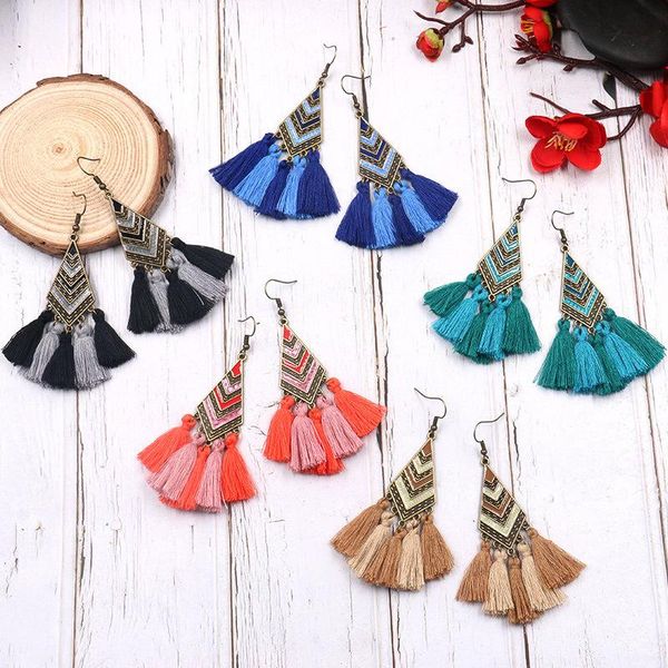 alloy vintage tassels dangle earring cotton thread boho ethnic triangle earrings for women jewelry gifts, Silver
alloy vintage tassels dangle earring cotton thread boho ethnic triangle earrings for women jewelry gifts, Silver