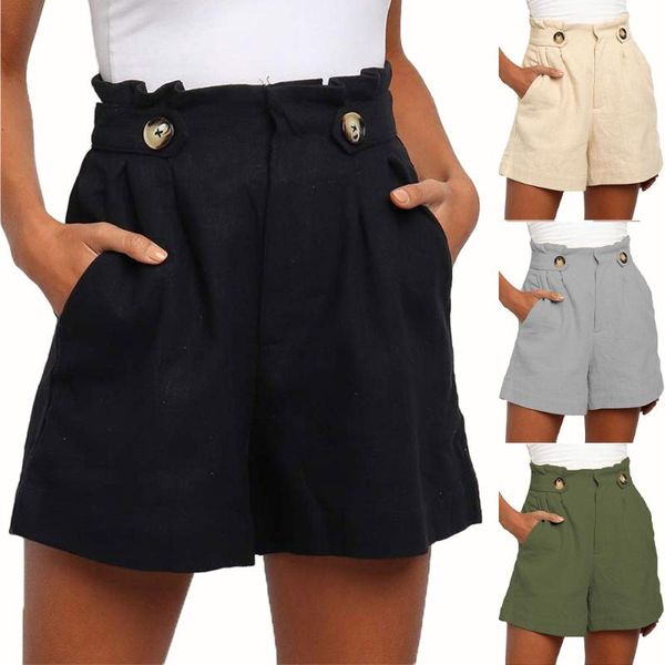 women's shorts summer buttons plain pants ladies casual baggy pockets trousers, White;black
women's shorts summer buttons plain pants ladies casual baggy pockets trousers, White;black