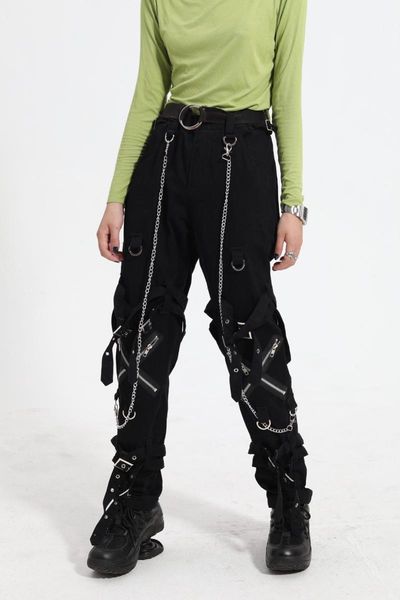 men's pants european and american personality hip-hop trendy male punk overalls fashion retro pocket trousers men, Black 
men's pants european and american personality hip-hop trendy male punk overalls fashion retro pocket trousers men, Black