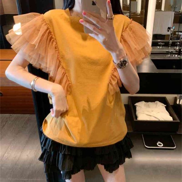 t shirt short flare mesh sleeve t shirts women's round neck candy color all-match girs students summer harajuku ropa mujer, White
t shirt short flare mesh sleeve t shirts women's round neck candy color all-match girs students summer harajuku ropa mujer, White