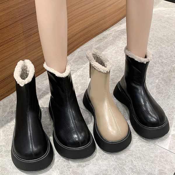 boots winter women ankle snow warm short plush lining platform wedge heel round toe solid pu leather thick sole shoes ladies, Black
boots winter women ankle snow warm short plush lining platform wedge heel round toe solid pu leather thick sole shoes ladies, Black