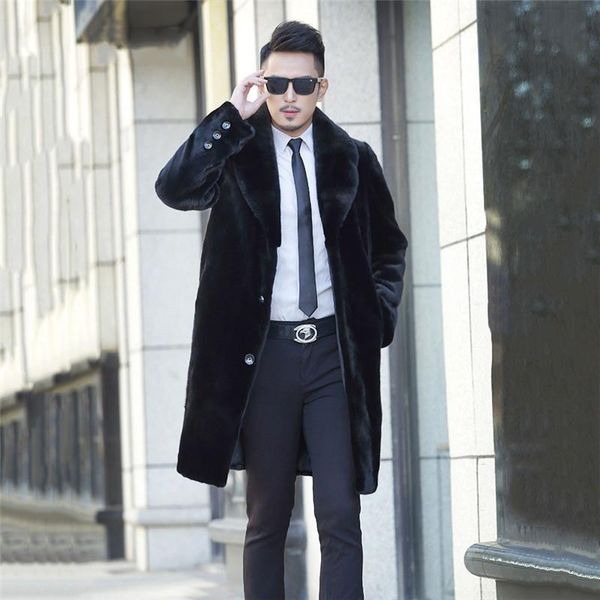 men's fur & faux 2021 imported velvet imitation mink coat jacket fashion medium long yh680, Black 
men's fur & faux 2021 imported velvet imitation mink coat jacket fashion medium long yh680, Black