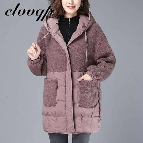 m-5xl autumn parkas jackets female women plus size lamb teddy splicing hooded coats cotton winter jacket womens outwear coat 210927, Black
m-5xl autumn parkas jackets female women plus size lamb teddy splicing hooded coats cotton winter jacket womens outwear coat 210927, Black