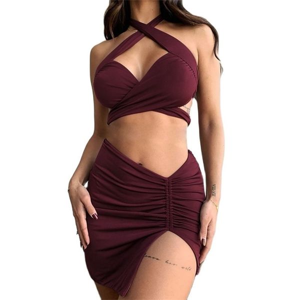 fashionable bow knot cross-tie nude blouse + split short skirt suit female summer fashion women's clothing 210520, White
fashionable bow knot cross-tie nude blouse + split short skirt suit female summer fashion women's clothing 210520, White