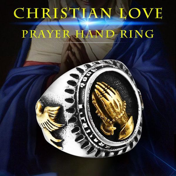 cluster rings vintage gold prayer hand titanium steel skull biker gothic punk 316l stainless ring for men retro male design round bands, Golden;silver
cluster rings vintage gold prayer hand titanium steel skull biker gothic punk 316l stainless ring for men retro male design round bands, Golden;silver