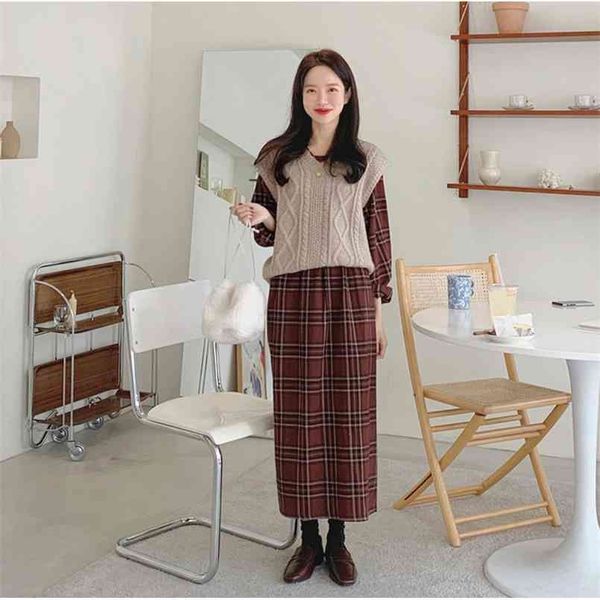 girls sweater autumn knitting vest suits plaid women dresses female dress long suit robe femme vestido vintage sell separately 210423, White
girls sweater autumn knitting vest suits plaid women dresses female dress long suit robe femme vestido vintage sell separately 210423, White
