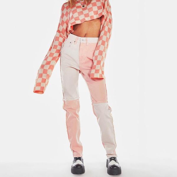 women's pants & capris 2022 autumn jeans patchwork contrast color straight-leg denim fashion ladies' casual high waist trousers, Black;white
women's pants & capris 2022 autumn jeans patchwork contrast color straight-leg denim fashion ladies' casual high waist trousers, Black;white