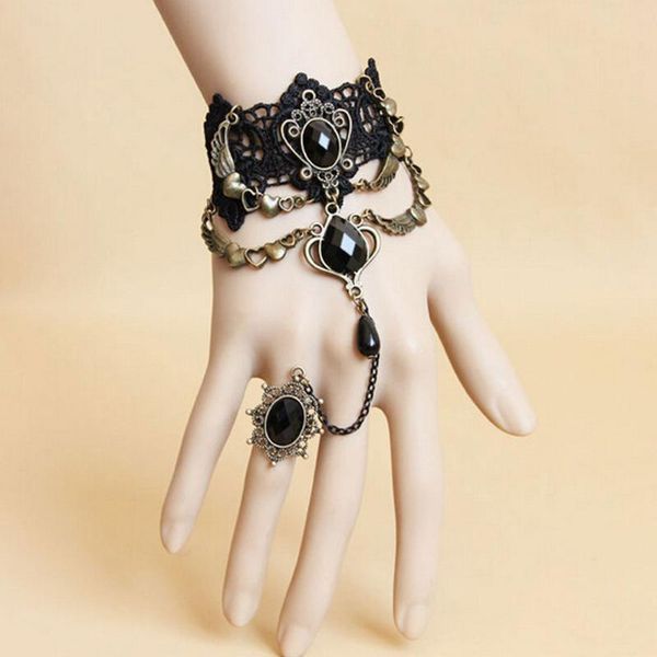link, chain black lace bracelet finger hand harness women metal crystal charm steampunk lady vintage jewelry a10
link, chain black lace bracelet finger hand harness women metal crystal charm steampunk lady vintage jewelry a10