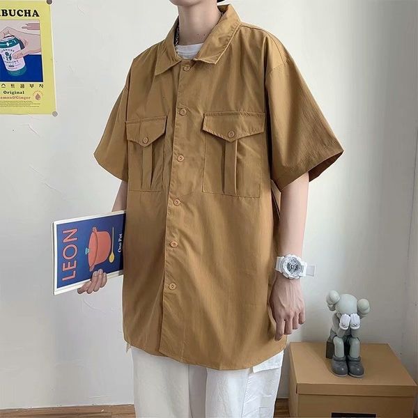 men's casual shirts summer cotton khaki fashion retro pocket men streetwear korean loose short-sleeved mens -2xl mfsv, White;black
men's casual shirts summer cotton khaki fashion retro pocket men streetwear korean loose short-sleeved mens -2xl mfsv, White;black