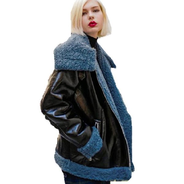 women's leather & faux winter fashion pu jacket moto fur collar slim plus velvet warm coat long sleeve thicken outwear l1798, Black
women's leather & faux winter fashion pu jacket moto fur collar slim plus velvet warm coat long sleeve thicken outwear l1798, Black