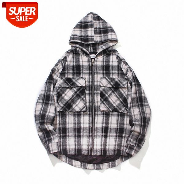 hip-hop street flannel black and white plaid shirt loose men's women's hooded jacket #wd3o, White;black
hip-hop street flannel black and white plaid shirt loose men's women's hooded jacket #wd3o, White;black