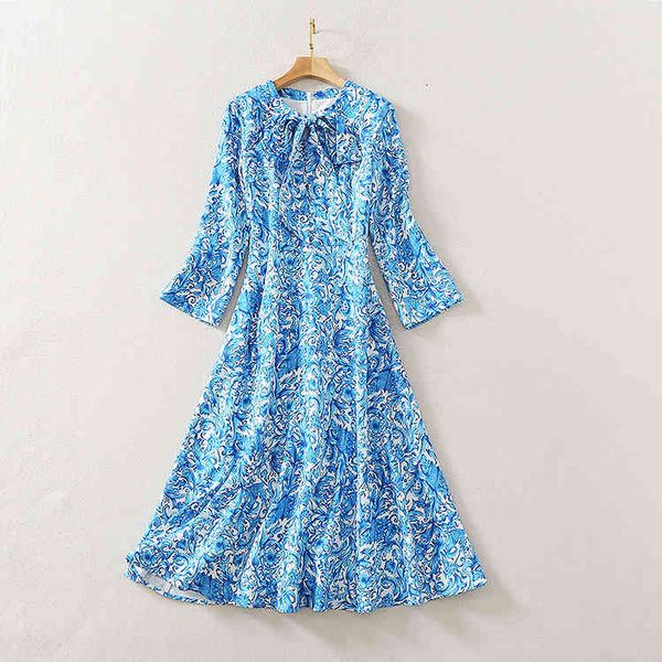 casual dresses european and american women's clothing the spring bow neck with nine-point sleeves fashionable blue print dress tytc, Black;gray
casual dresses european and american women's clothing the spring bow neck with nine-point sleeves fashionable blue print dress tytc, Black;gray