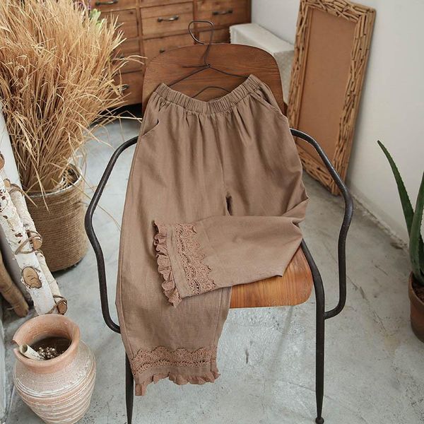 women's pants & capris 2021 fashion casual clothing spring retro lace autumn and winter, Black;white