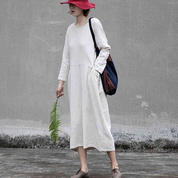 johnature autumn solid color o-neck pockets cotton linen retro dress loose comfortable nine points sleeve women dresses 210521, Black;gray
johnature autumn solid color o-neck pockets cotton linen retro dress loose comfortable nine points sleeve women dresses 210521, Black;gray