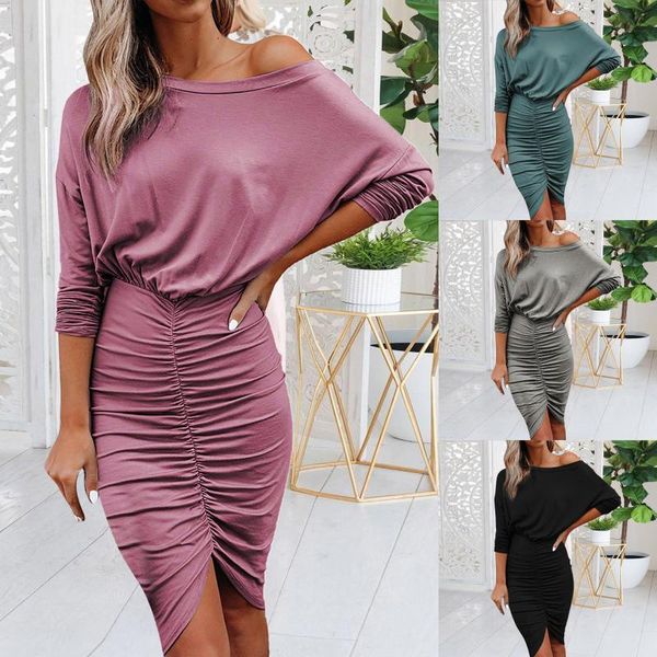 casual dresses winter dress women off shoulder long sleeve slim elastic bodycon bandage elegant female pleated party robe, Black;gray
casual dresses winter dress women off shoulder long sleeve slim elastic bodycon bandage elegant female pleated party robe, Black;gray