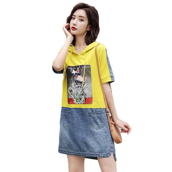 dress summer with hood sealing clothes denim short women plus size casual loose mini print shirt dressed in jeans ih56, Black;gray
dress summer with hood sealing clothes denim short women plus size casual loose mini print shirt dressed in jeans ih56, Black;gray