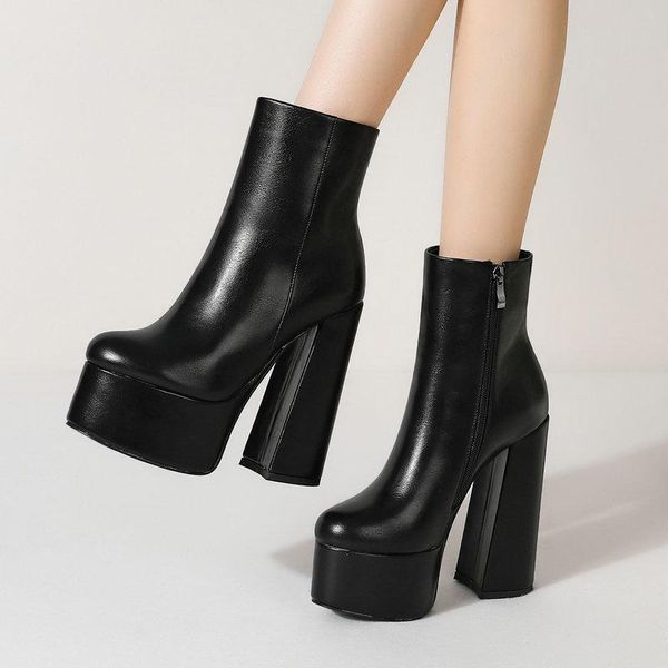 boots 15cm super high heel ankle autumn winter women pu leather chunky short zipper fashion woman shoes, Black
boots 15cm super high heel ankle autumn winter women pu leather chunky short zipper fashion woman shoes, Black