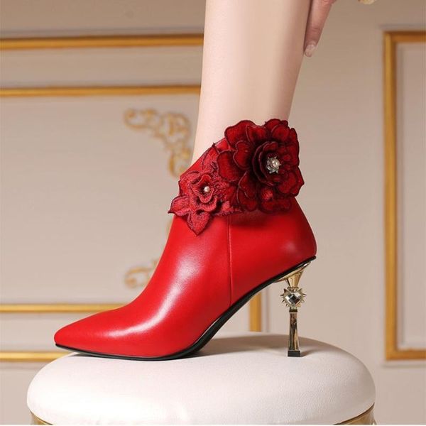 boots womens pointy toe genuine leather embroidery 3d flowers metal diamond high heel shoes warm fleece liner winter, Black
boots womens pointy toe genuine leather embroidery 3d flowers metal diamond high heel shoes warm fleece liner winter, Black