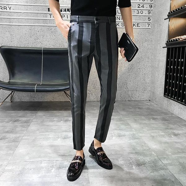 men's pants grey striped men slim fit stretch cropped fashionable elegant mens clothing party wedding dress tight summer, Black
men's pants grey striped men slim fit stretch cropped fashionable elegant mens clothing party wedding dress tight summer, Black