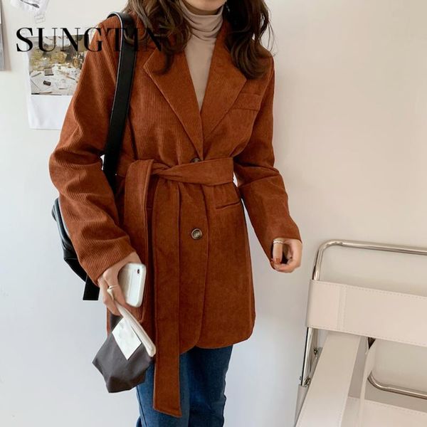sungtin vintage thick corduroy blazer belt women solid notched office lady loose black jacket warm korean coat chic ins retro women's s, White;black
sungtin vintage thick corduroy blazer belt women solid notched office lady loose black jacket warm korean coat chic ins retro women's s, White;black
