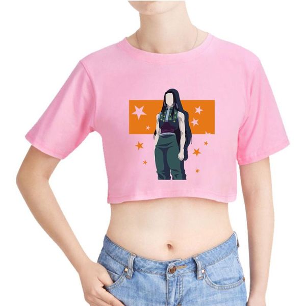 women's t-shirt 2d hisoka summer navel t shirt short sleeve o neck bare midriff girls fashion, White
women's t-shirt 2d hisoka summer navel t shirt short sleeve o neck bare midriff girls fashion, White