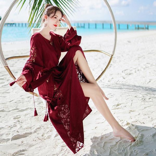 casual dresses 2021 fashion women's red beach dress spring retro bohemian lazy style loose vacation, Black;gray
casual dresses 2021 fashion women's red beach dress spring retro bohemian lazy style loose vacation, Black;gray
