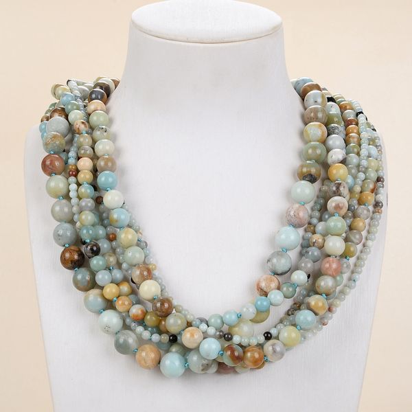 guaiguai jewelry 7 strands natural round amazonite necklace for women real gems stone lady fashion jewellery, Silver
guaiguai jewelry 7 strands natural round amazonite necklace for women real gems stone lady fashion jewellery, Silver