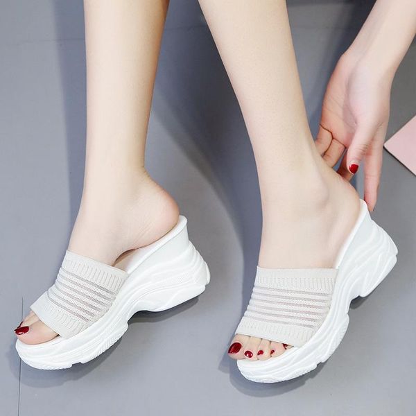 slippers women's open toe wedges stretch fabric thick bottom casual solid ladies summer shoes fashion female weaving sandals, Black
slippers women's open toe wedges stretch fabric thick bottom casual solid ladies summer shoes fashion female weaving sandals, Black