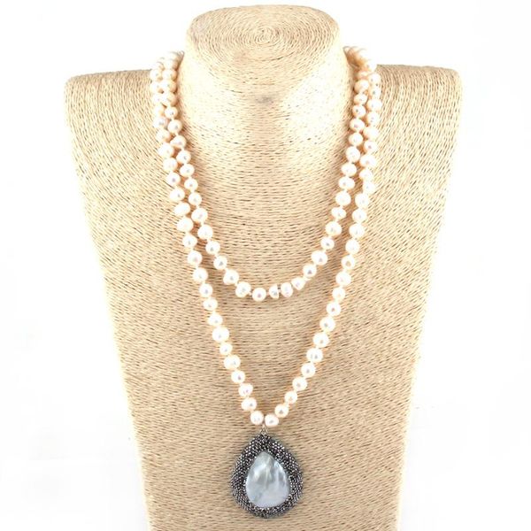 pendant necklaces moodpc fashion pearl jewelry long knotted freshwater handmade crystal pave shell drop for women, Silver
pendant necklaces moodpc fashion pearl jewelry long knotted freshwater handmade crystal pave shell drop for women, Silver
