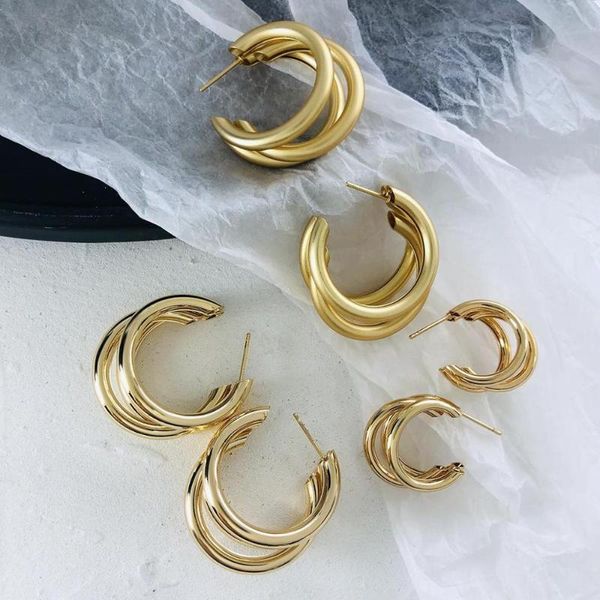 hoop & huggie aensoa minimalist 2021 metal earring for woman trendy triple open circle c shaped statement earrings accessories brincos, Golden;silver
hoop & huggie aensoa minimalist 2021 metal earring for woman trendy triple open circle c shaped statement earrings accessories brincos, Golden;silver