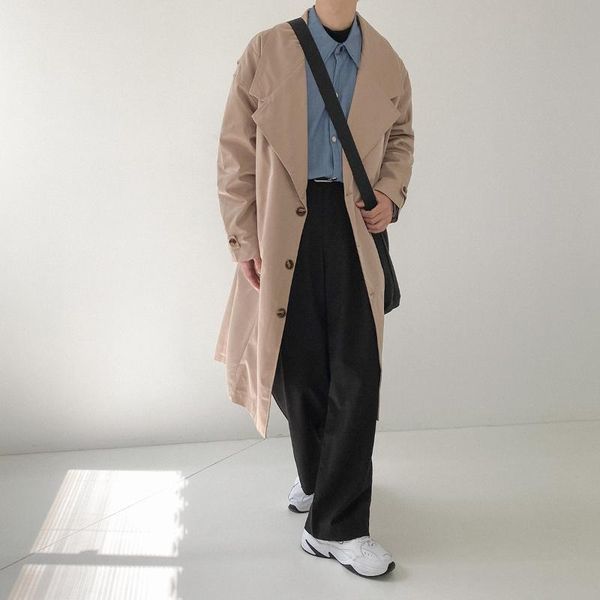 men's trench coats high-quality korean style windbreaker mid-length coat drape loose and crisp all-match, Tan;black
men's trench coats high-quality korean style windbreaker mid-length coat drape loose and crisp all-match, Tan;black