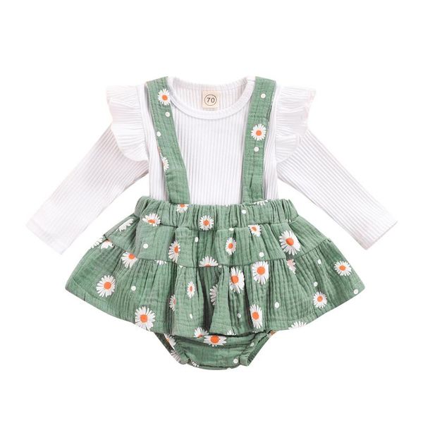 clothing sets 2 pcs born casual outfits, baby girls ribbed sleeve round neck pullover + flower print overalls, White
clothing sets 2 pcs born casual outfits, baby girls ribbed sleeve round neck pullover + flower print overalls, White