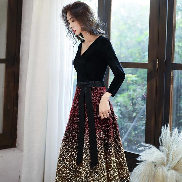 temperament black evening dress bling sequins party with bowknot elegant gradients banquet maxi big size 3xl ethnic clothing, Red
temperament black evening dress bling sequins party with bowknot elegant gradients banquet maxi big size 3xl ethnic clothing, Red