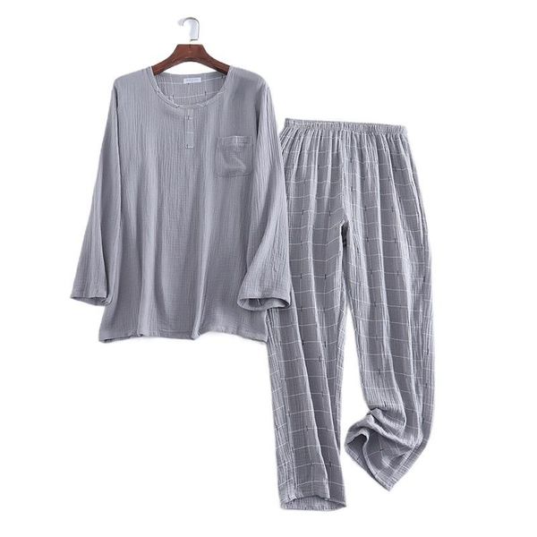 men's double layer washed texture gauze round neck plaid pajamas pants home suit men lounge wear pocket nightwear dormir sleepwear, Black;brown
men's double layer washed texture gauze round neck plaid pajamas pants home suit men lounge wear pocket nightwear dormir sleepwear, Black;brown