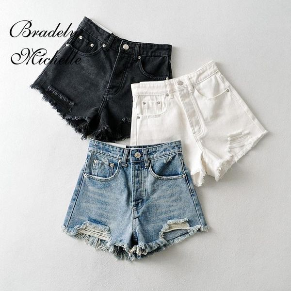 women's shorts bradely michelle 2021 summer arrival women basic denim high waist leg-openings streetwear short jeans, White;black
women's shorts bradely michelle 2021 summer arrival women basic denim high waist leg-openings streetwear short jeans, White;black