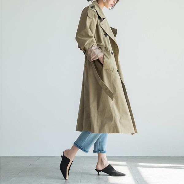 women's trench coats johnature 2021 korean fashion loose long coat autumn winter turn-down collar button patchwork sashes women, Tan;black
women's trench coats johnature 2021 korean fashion loose long coat autumn winter turn-down collar button patchwork sashes women, Tan;black