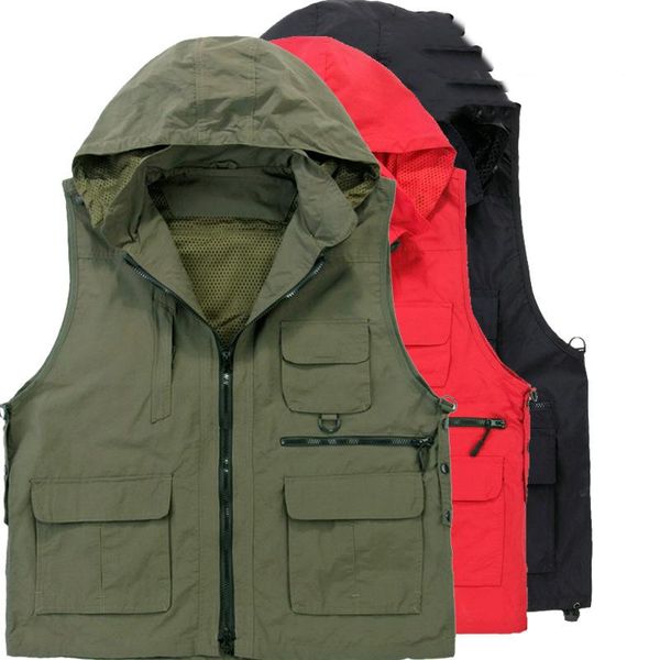 men's vests pographer vest quick-drying multi-pocket stand collar outdoor breathable mesh fishing 2 in 1 detachable back, Black;white 
men's vests pographer vest quick-drying multi-pocket stand collar outdoor breathable mesh fishing 2 in 1 detachable back, Black;white