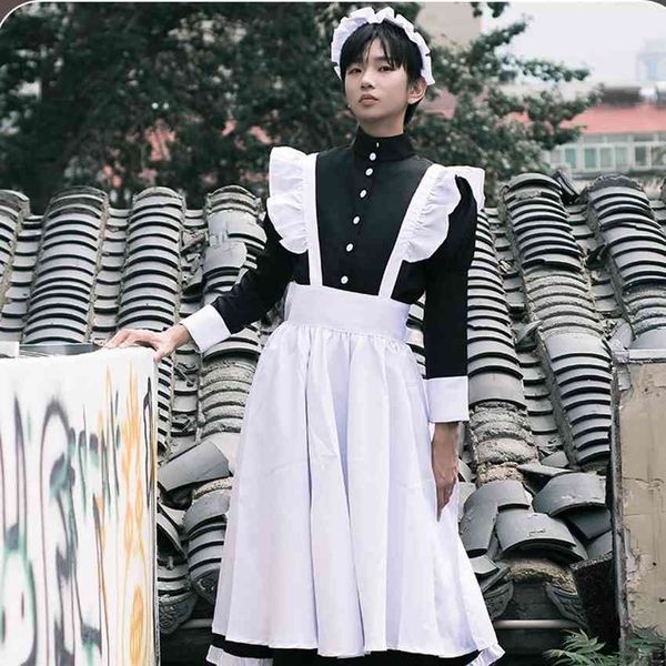 theme costume anime maid's clothes, long black and white dresses in lolita, women's coffee costumes, witches'day-old cosplay, Black;red 
theme costume anime maid's clothes, long black and white dresses in lolita, women's coffee costumes, witches'day-old cosplay, Black;red