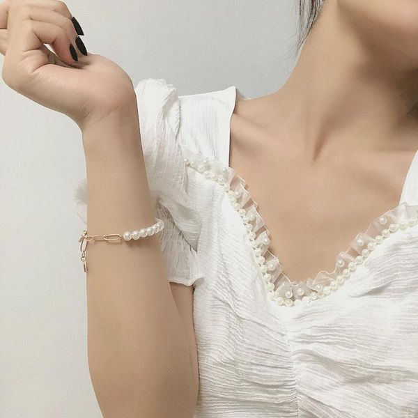bangle ch-580 japan and south korea trendy pearl metal chain simple personality niche design sense wild bracelet female, Black
bangle ch-580 japan and south korea trendy pearl metal chain simple personality niche design sense wild bracelet female, Black