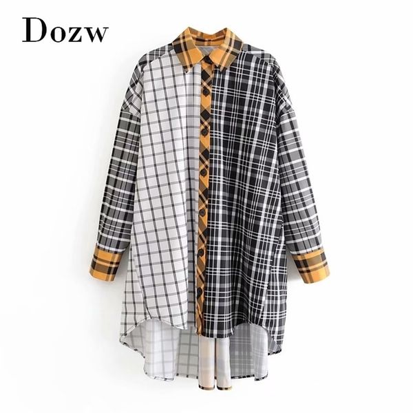 women loose boyfriend plaid shirt fashion patchwork turn down collar blouses ladies office casual blusas 210515, White
women loose boyfriend plaid shirt fashion patchwork turn down collar blouses ladies office casual blusas 210515, White