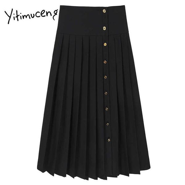 yitimuceng black button skirt women pleated high waist mini solid summer korean preppy style fashion skirts 210601
yitimuceng black button skirt women pleated high waist mini solid summer korean preppy style fashion skirts 210601