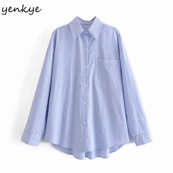 spring blue striped blouse shirt women long sleeve pocket casual poplin blouses female vintage oversize blusas 210430, White
spring blue striped blouse shirt women long sleeve pocket casual poplin blouses female vintage oversize blusas 210430, White