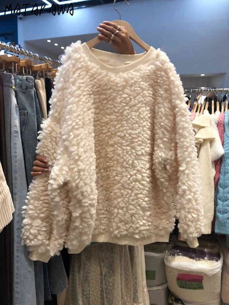 matakawa casual round neck sweatshirt women long sleeve pullover autumn and winter warm furry loose hoodies women 210513, Black
matakawa casual round neck sweatshirt women long sleeve pullover autumn and winter warm furry loose hoodies women 210513, Black