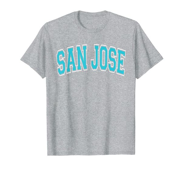 san jose t shirt - varsity style teal text, White;black