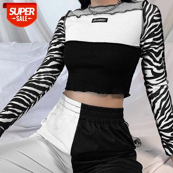 female casual slim chic crop long sleeve round neck t-shirt patchwork stitching striped color block wild fitting shirt #eg8f, White
female casual slim chic crop long sleeve round neck t-shirt patchwork stitching striped color block wild fitting shirt #eg8f, White