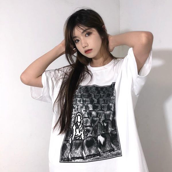 men's t-shirts cavempt cinema print short-sleeved and women's street abstract couple t-shirt, White;black
men's t-shirts cavempt cinema print short-sleeved and women's street abstract couple t-shirt, White;black