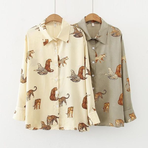 women's blouses & shirts fashion women leopard printing 2021 spring autumn long sleeve blouse blusas mujer, White
women's blouses & shirts fashion women leopard printing 2021 spring autumn long sleeve blouse blusas mujer, White
