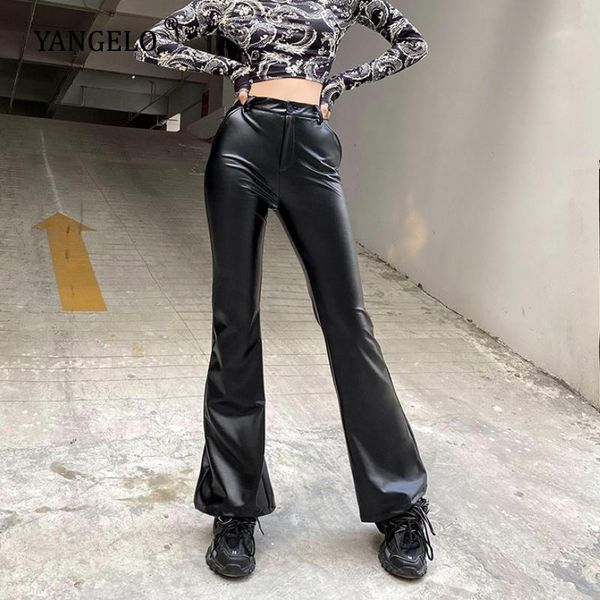 women's pants & capris yangelo street leather women autumn winter loose black wide leg micro flared trousers vintage basic pu, Black;white
women's pants & capris yangelo street leather women autumn winter loose black wide leg micro flared trousers vintage basic pu, Black;white