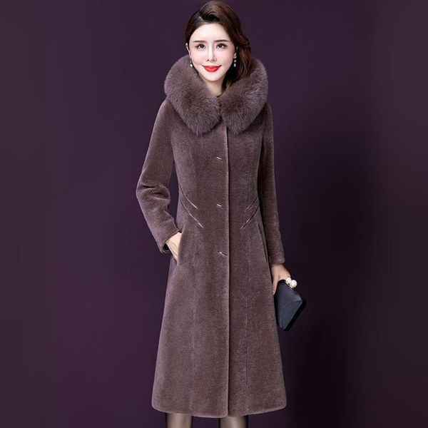 women's fur & faux women sheep shearing coat winter 2021 fashion elegant thicken quilted outerwear hooded collar long wool blends fema, Black
women's fur & faux women sheep shearing coat winter 2021 fashion elegant thicken quilted outerwear hooded collar long wool blends fema, Black