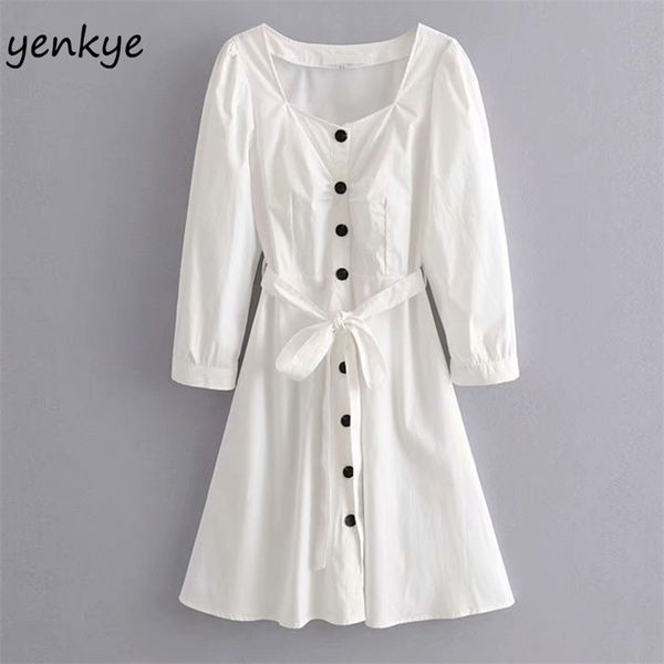 autumn dress women front button square neck long sleeve with belt elegant lady knee length a-line white es 210514, Black;gray
autumn dress women front button square neck long sleeve with belt elegant lady knee length a-line white es 210514, Black;gray